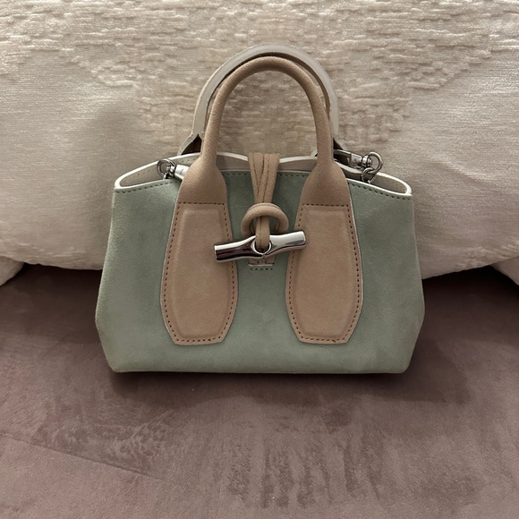 Longchamp Le Roseau XS Celadon and Beige Mini Bag - Picture 3 of 10